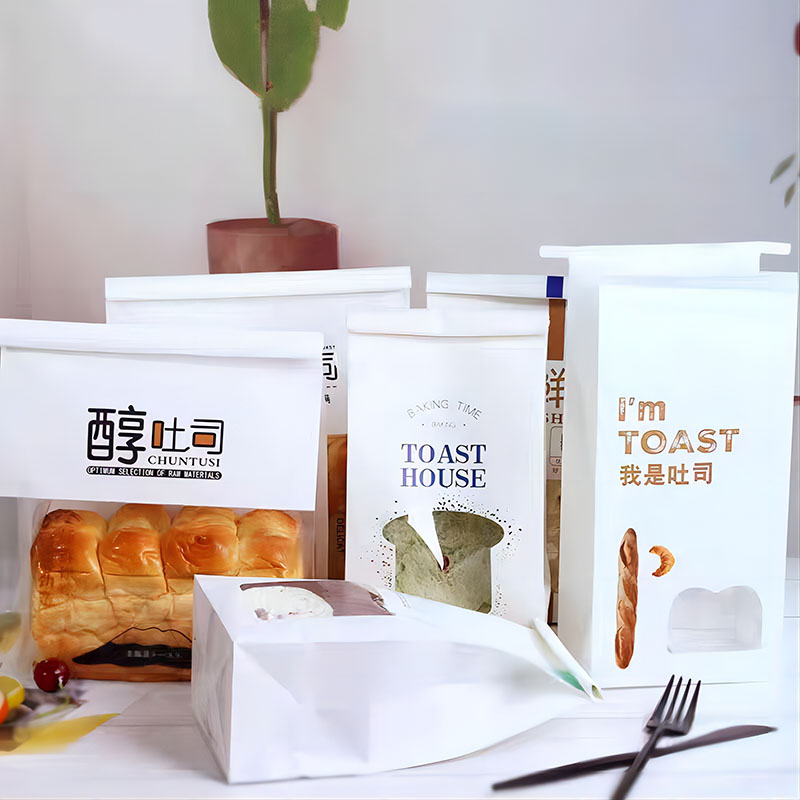 Kraft paper baking packaging bags bread packaging bags with clear window