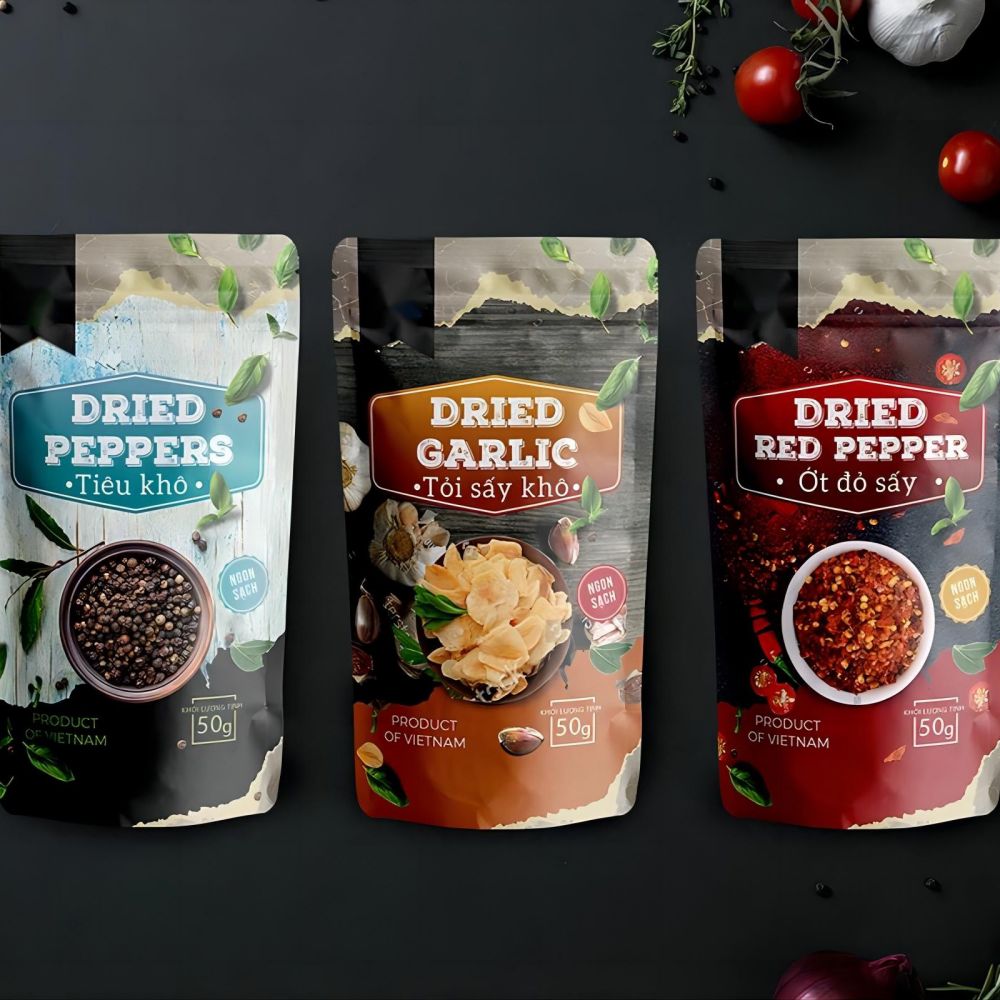 Custom spice packaging stand up pouch resealable